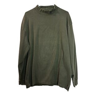Beretta Mock Neck Long Sleeve Sweatshirt Olive Green Hunting Cotton Men's Size L